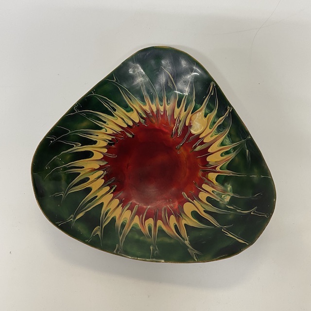 DECOR (DISH), 1960s Enamel Bowl - Green Yellow Red